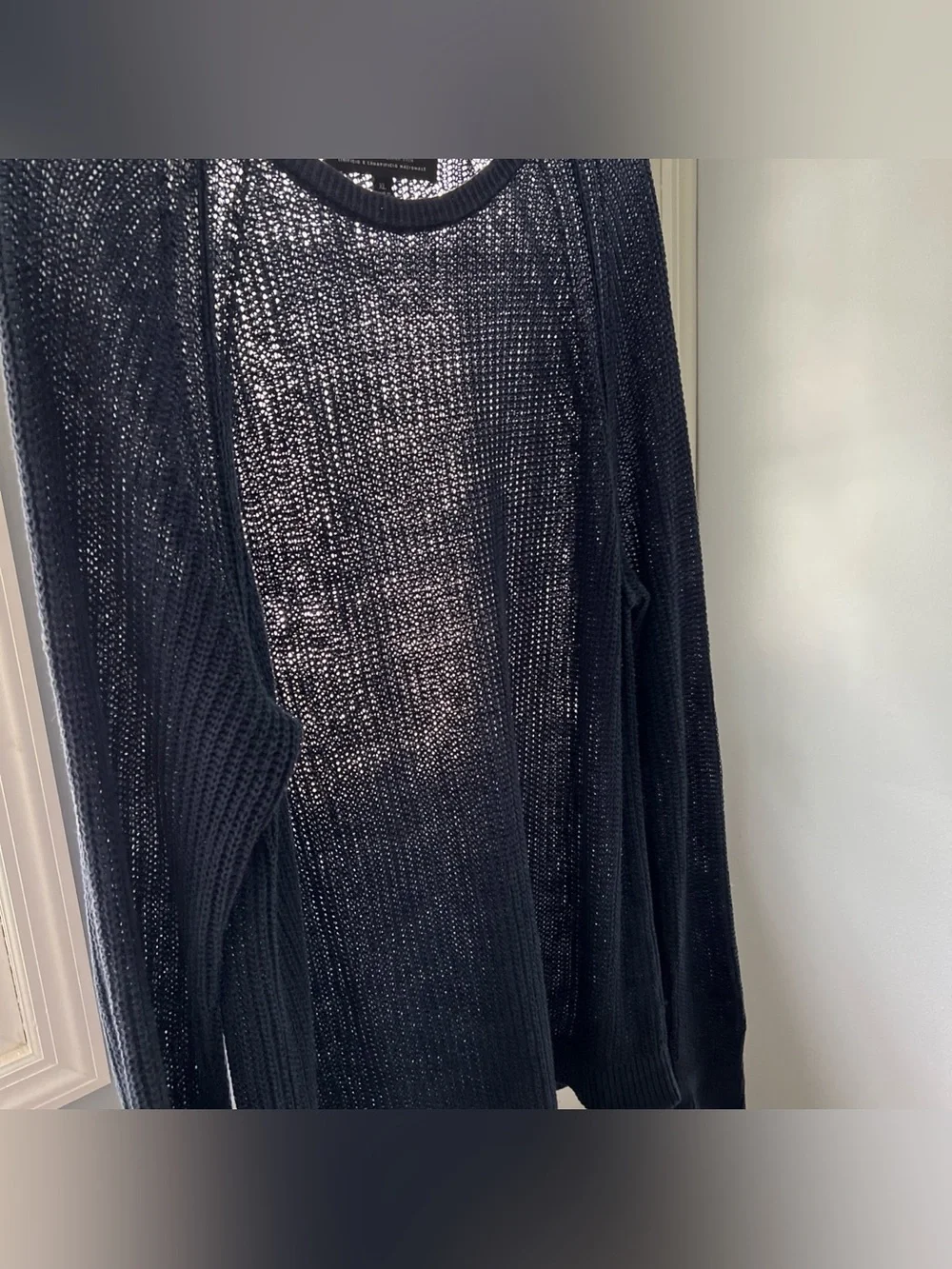 Banana Republic Italian Linen Sweater Navy Blue Men’s XL Fishnet Loose Knit